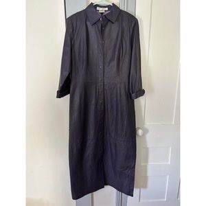 Vintage 1980's Tower Hill Collection Dark Purple Leather Trench Coat